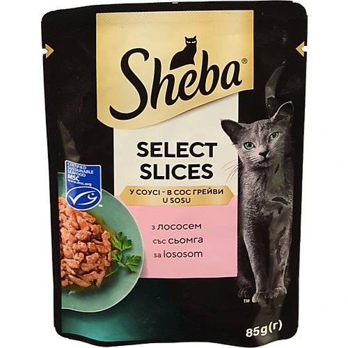 Корм Sheba Select Slices з лососем у соусі 85г