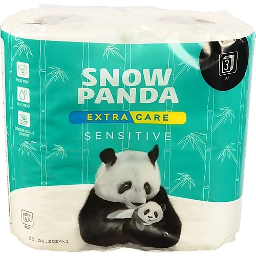Папір туалетний 3-х шаровий Sensitive Extra Care Snow Panda 4шт