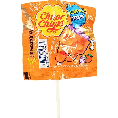 Карамель зі смаком апельсина та винограду Розфарбуй язик Chupa Chups м/у 15г