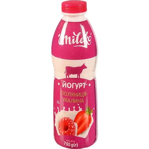 Йогурт Mileko 750г 1% Полуниця Малина