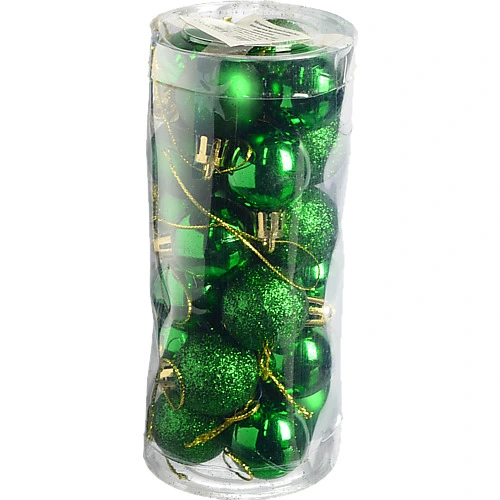 Набір новорічних прикрас 3см зелений 24шт