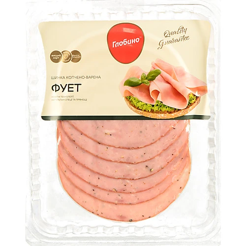 Шинка [Фуетk копчено-варена, нарізка, вищого ґатунку, ТМ [Глобиноk, 105 г