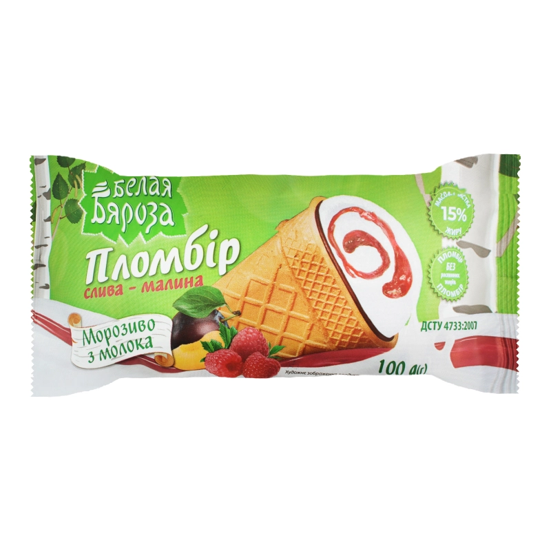 Морозиво 15% пломбір Слива-Малина Белая Бяроза м/у 100г