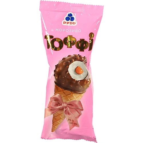 Морозиво Рудь 70г тоффі ріжок