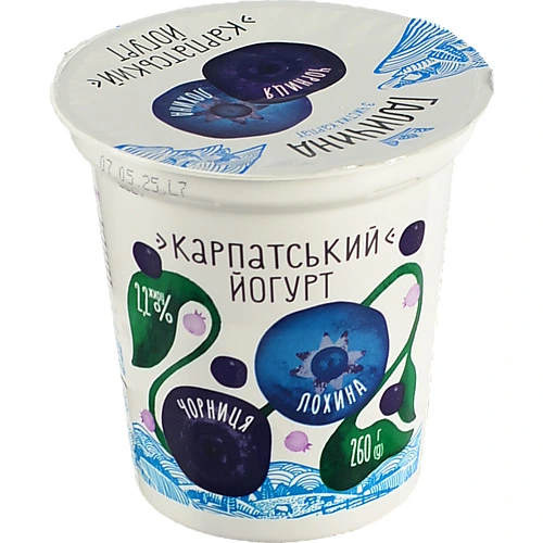 Йогурт Галичина Карпатський Лохина-Чорниця 2.2% 260г