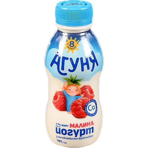 Йогурт Агуня Малина Питний 2.7%, 185г