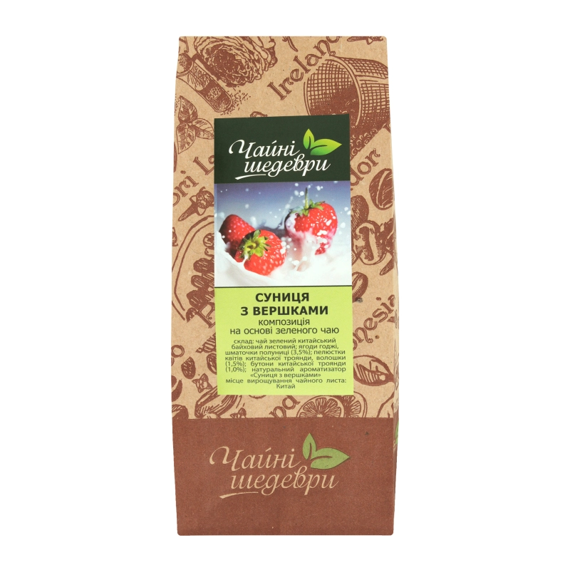Композиція на основі зеленого чаю Суниця з вершками Чайні шедеври кг