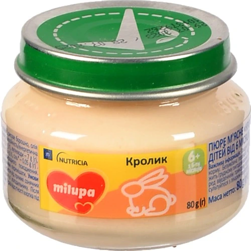 Пюре для дітей від 6міс мясне Кролик Milupa с/б 80г