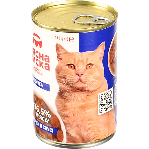Корм консервований повнораціонний для дорослих котів Індичка Шматочки в соусі М'ясна Миска з/б 415г