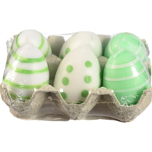 Набір свічок в формі яйця декорованих 6шт.