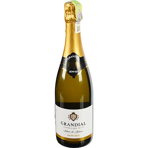 Вино ігристе Grandial 0.75л blanc de blancs demi sec біле н.сухе