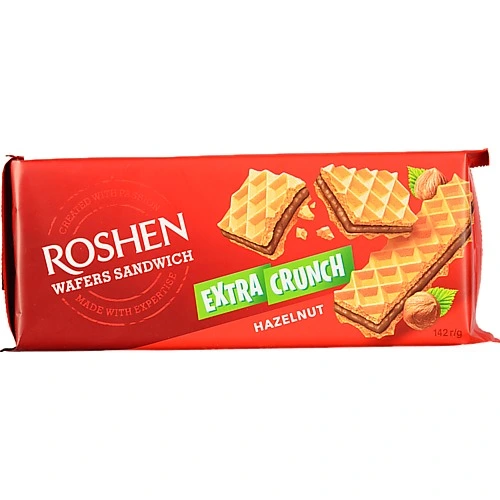 Вафлі Hazelnut Extra Crunch Wafers Sandwich Roshen м/у 142г