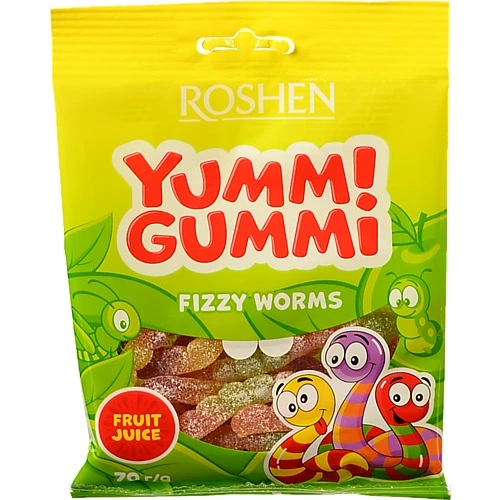 Желейні цукерки Рошен Fizzy Worms Yummi Gummi 70г