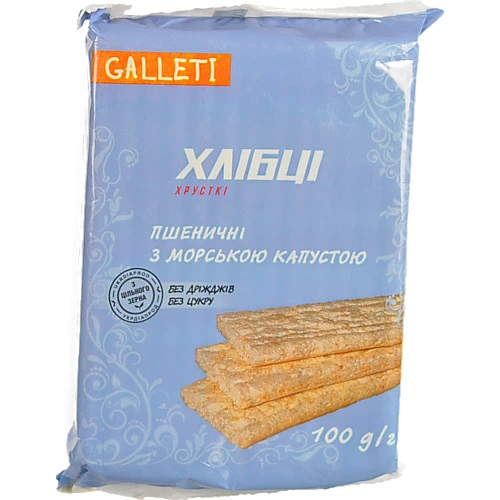 Хлібці Galleti Луганці з морською капустою хрусткі, 100 г
