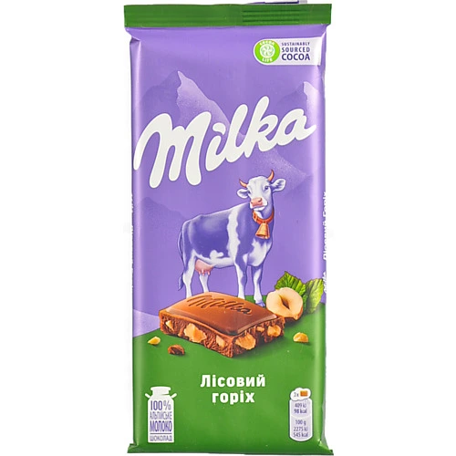 Шоколад молочний Лісовий горіх Milka м/у 90г