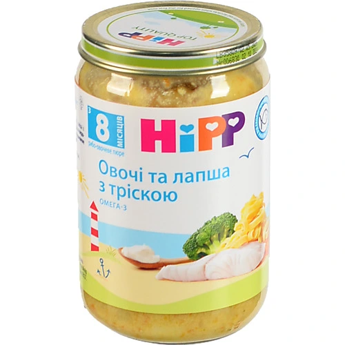 Пюре Hipp Овочеве з локшиною та тріскою 220г