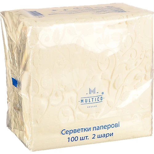 Серветки Multico 33Х33 100шт 2шаровi  білі
