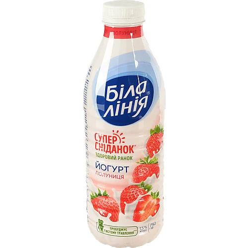 Йогурт Біла лінія 750г 1.5% полуниця