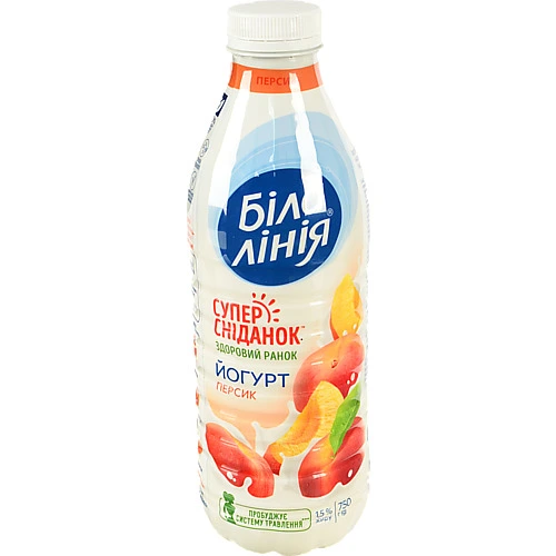 Йогурт Біла лінія 750г 1.5% персик