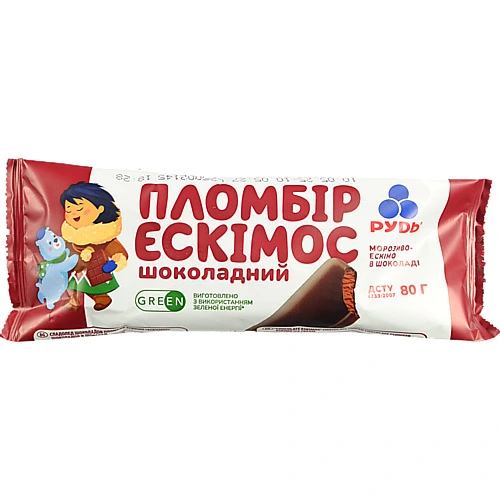 Морозиво Рудь 80г ескiмос шоколад в шоколадi