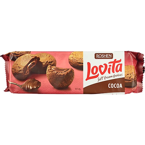 Печиво здобне з начинкою з какао Cocoa Lovita Roshen м/у 127г