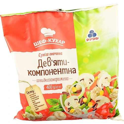 Суміш овочева швидкозаморожена Дев'ятикомпонентна Шеф-кухар Рудь м/у 400г