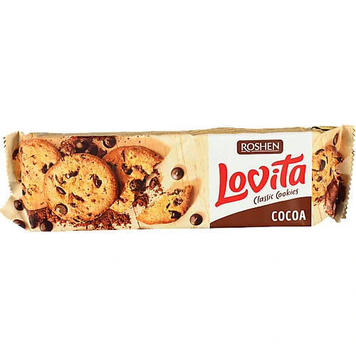 Печиво здобне з кусочками глазурі Lovita Classic Cookies Roshen 150г