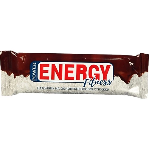 Батончик Power Energy на основі кокосової стружки глазурований кондитерською глазурю, 30 г