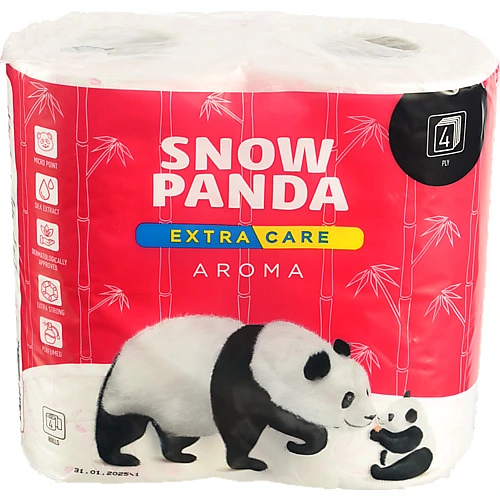 Папір туалетний 4-х шаровий Aroma Extra Care Snow Panda 4шт