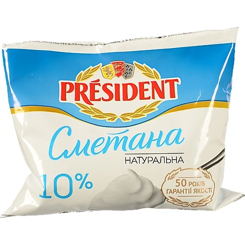 Сметана 10% President м/у 350г