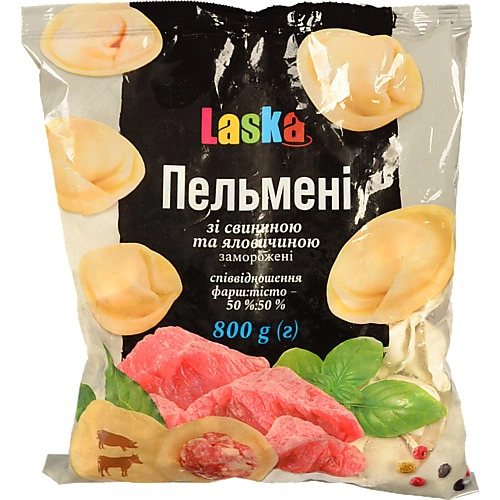 Пельмені зі свининою та яловичиною Laska м/у 800г