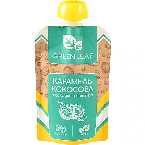 Карамель кокосова з солодкою стевією Green Leaf 90г