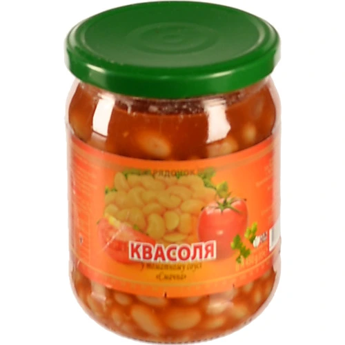 Квасоля Рядочок 450г у томатному соусі ск.