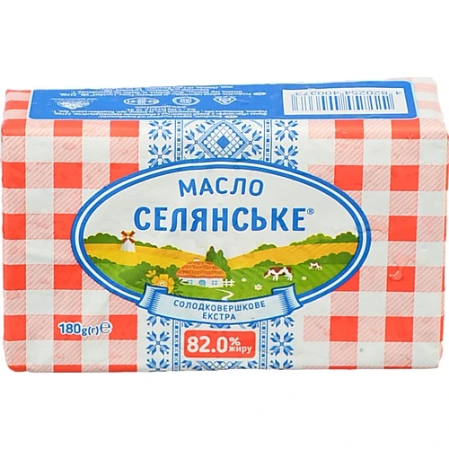 Масло 82% солодковершкове екстра Селянське м/у 180г