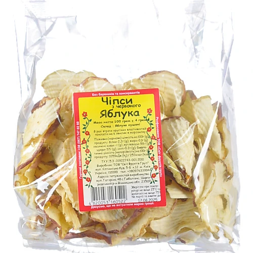 Чіпси з червоного яблука Світ Фруктів Груп 100г
