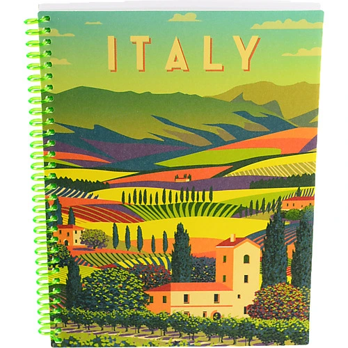 Блокнот. А5. 80 арк.. спіраль. пластік.обарк.. клітина. Travelling: ITALIA