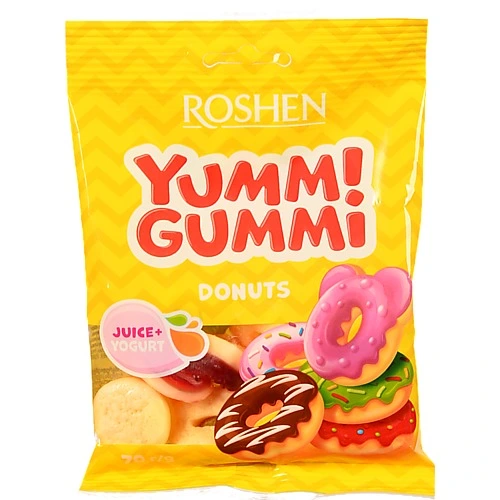 Цукерки Roshen 70г желейні yummi gummi donuts