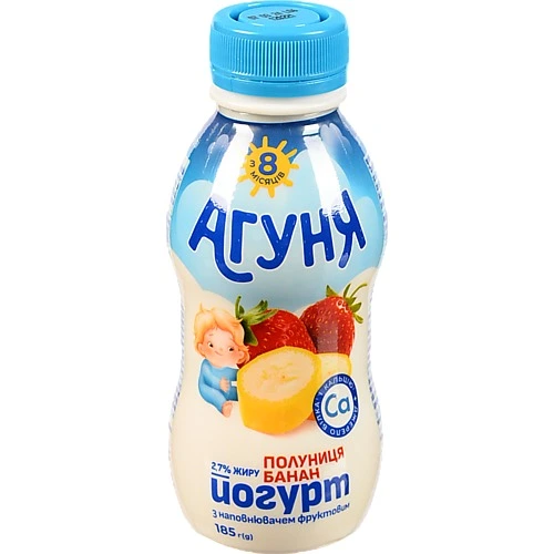 Йогурт Агуня 2.7% Полуниця-Банан питний 185г