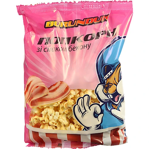 Попкорн Burunduk 70г зі смаком бекону
