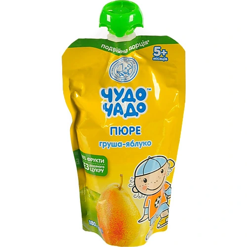 Пюре для дітей від 5міс Груша-Яблуко Чудо-чадо (180г)