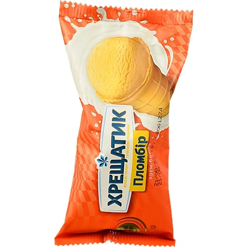 Морозиво Хладік 90г хрещатик зол.станд.пломбір крем брюле 12%