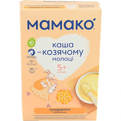 Каша кукурудзяна на козячому молоці для дітей від 5міс з пребіотиками Мамако к/у 200г