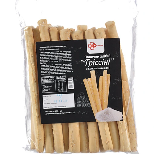 Палички хлібні з кристаликами солі Гріссіні Десняночка м/у 250г