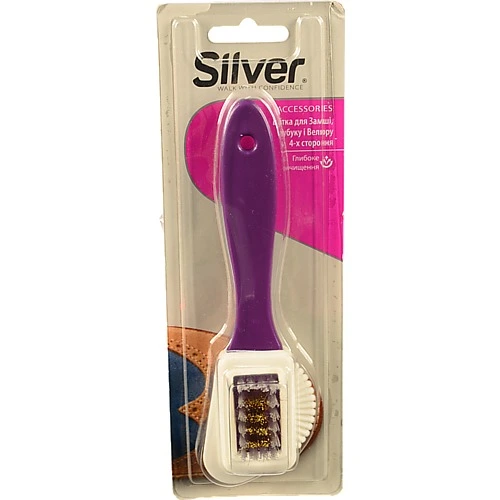 Щітка для замші нубуку та велюру 4-х стороння Silver 1шт