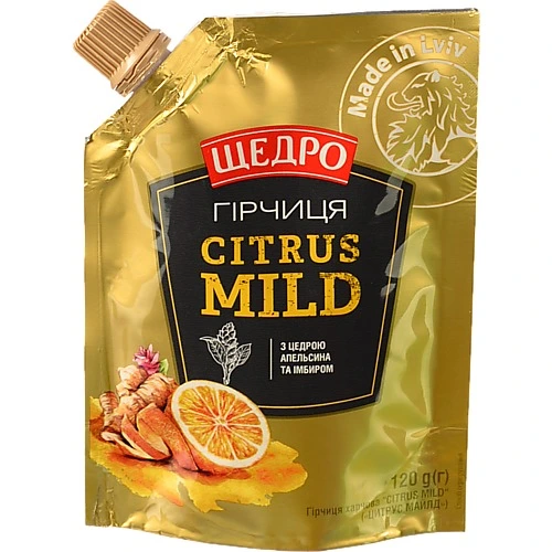 Гірчиця з цедрою апельсина та імбиром Citrus mild Щедро д/п 120г