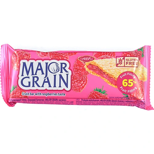 Батончик цільнозерновий Raspberries Major Grain АВК м/у 40г