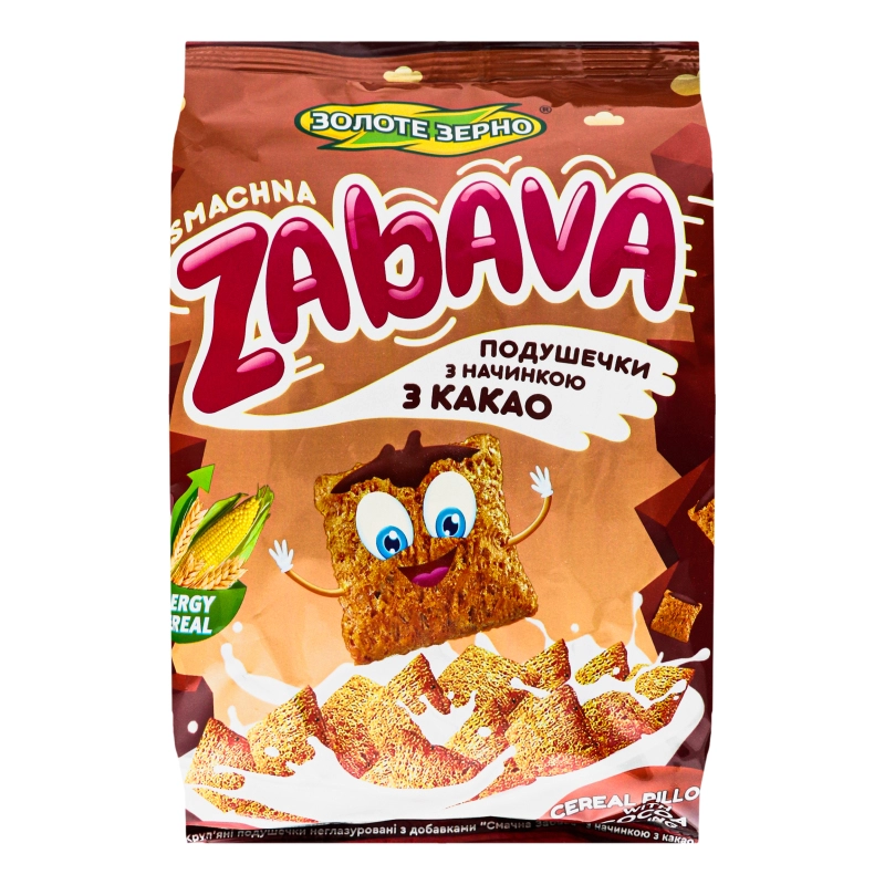 Сніданки сухі Подушечки з начинкою з какао Smachna Zabava Золоте Зерно м/у 100г