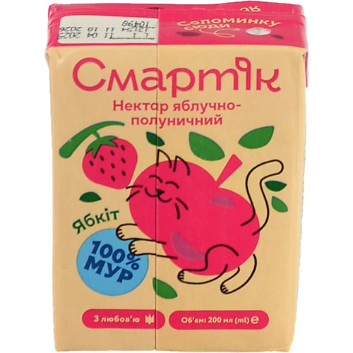 Нектар яблучно-полуничний Смартік т/п 200мл