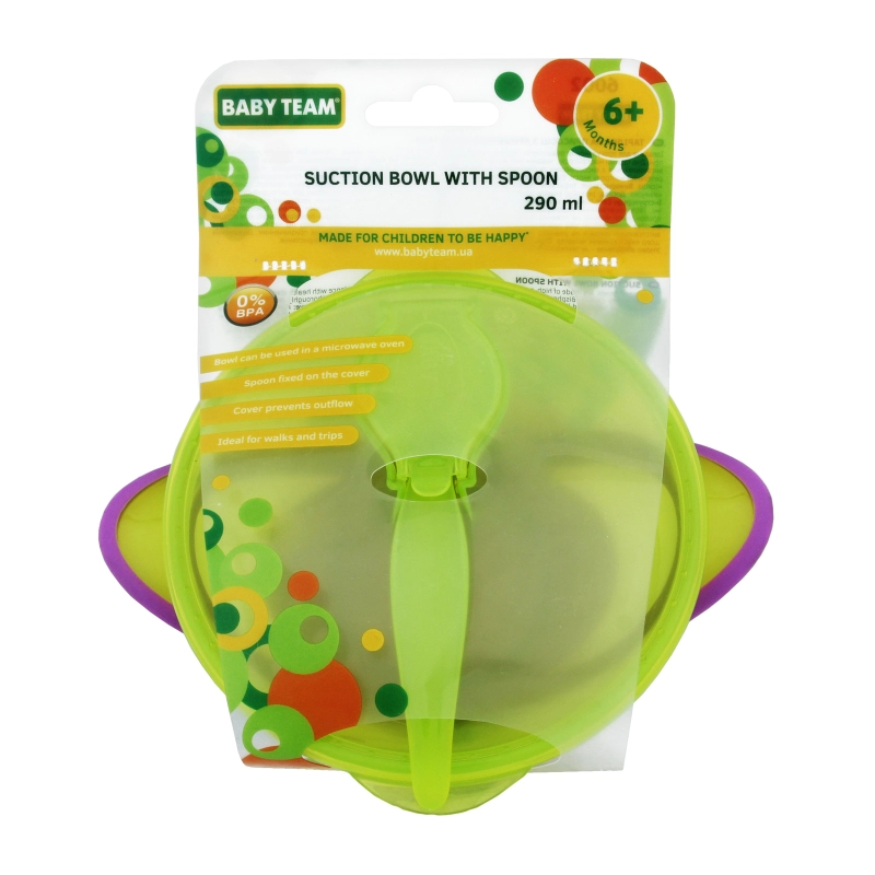 Тарілка для дітей від 6міс на присоску з кришкою і ложкою Baby Team 1шт