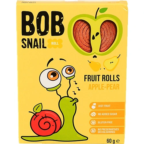 Цукерки фруктові натуральні Apple-pear Rolls Bob Snail к/у 60г